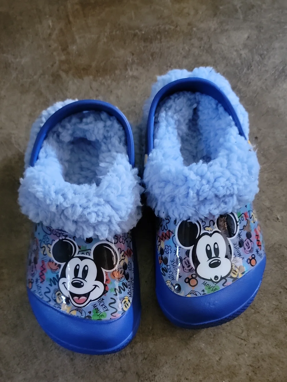 Mickey Mouse Kids' Blue Fuzzy Clog Shoes